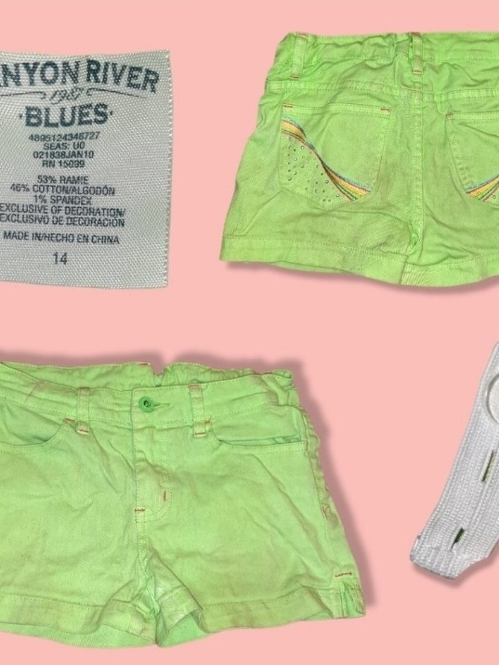 GIRL GREEN SHORTS CANYON RIVER BLUES Size 10.5 And 14